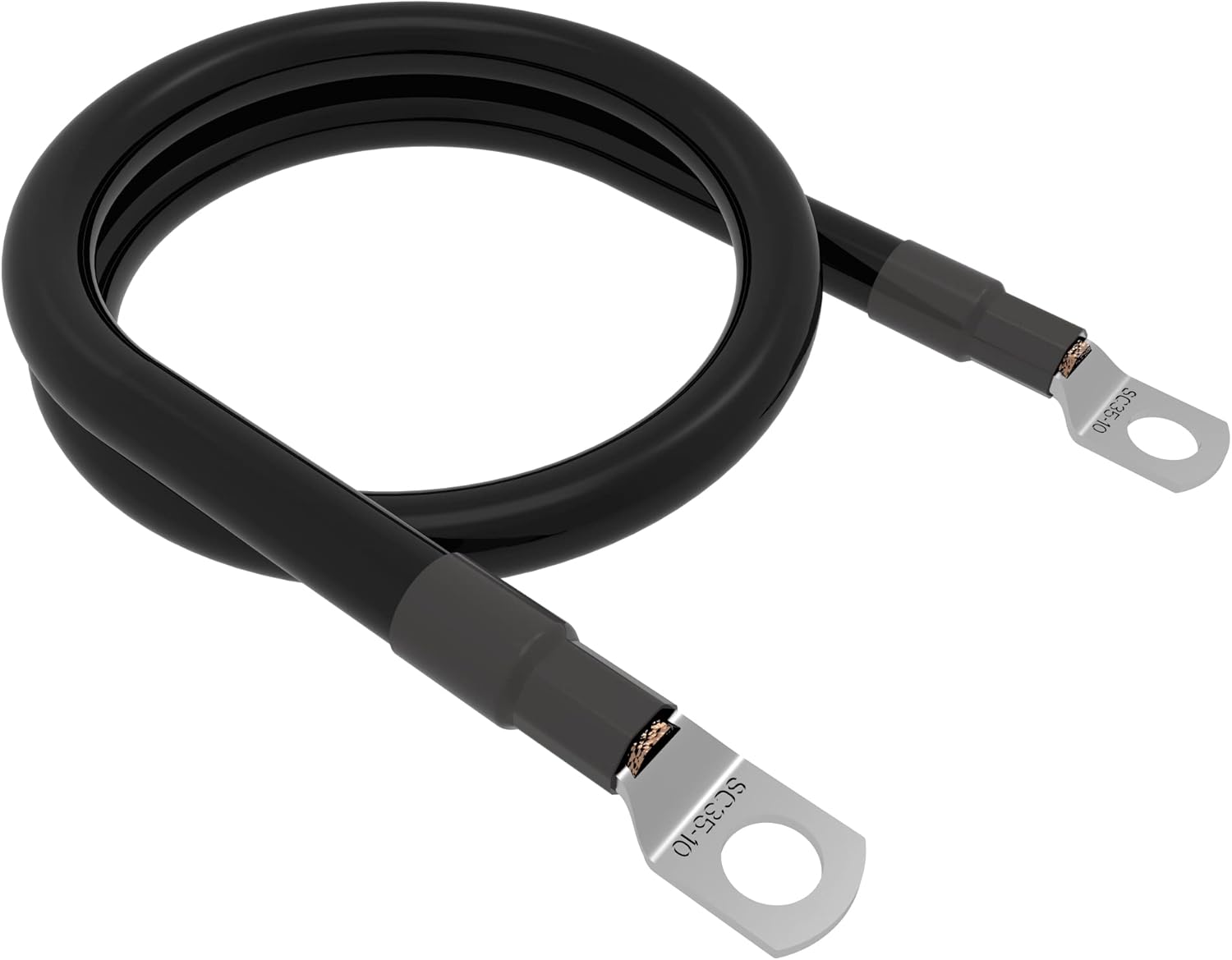 2 AWG Gauge 3FT Battery Power Inverter Cable Set Red + Black Pure Copper Wire with Heavy Duty Tinned Lugs 3/8" Terminals for Automotive, Marine, Car, Truck, Motorcycle, Boat, RV, Solar (2AWG 100cm)