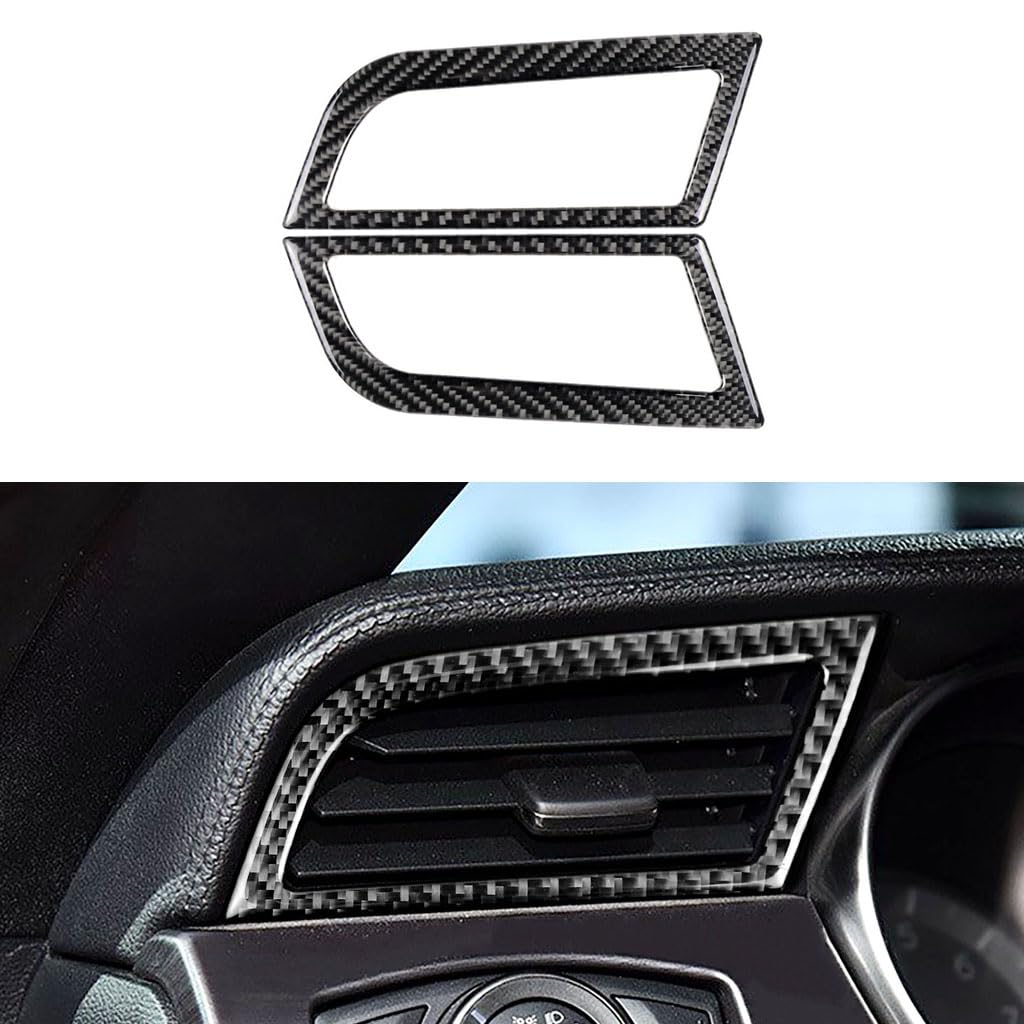 Real Carbon Fiber Car Dashboard Side Air Conditioning Outlet A/C Vent Frame Trim Sticker Compatible with Ford Mustang 2015 2016 2017 2018 2019 2020 Auto Premium Interior Accessories