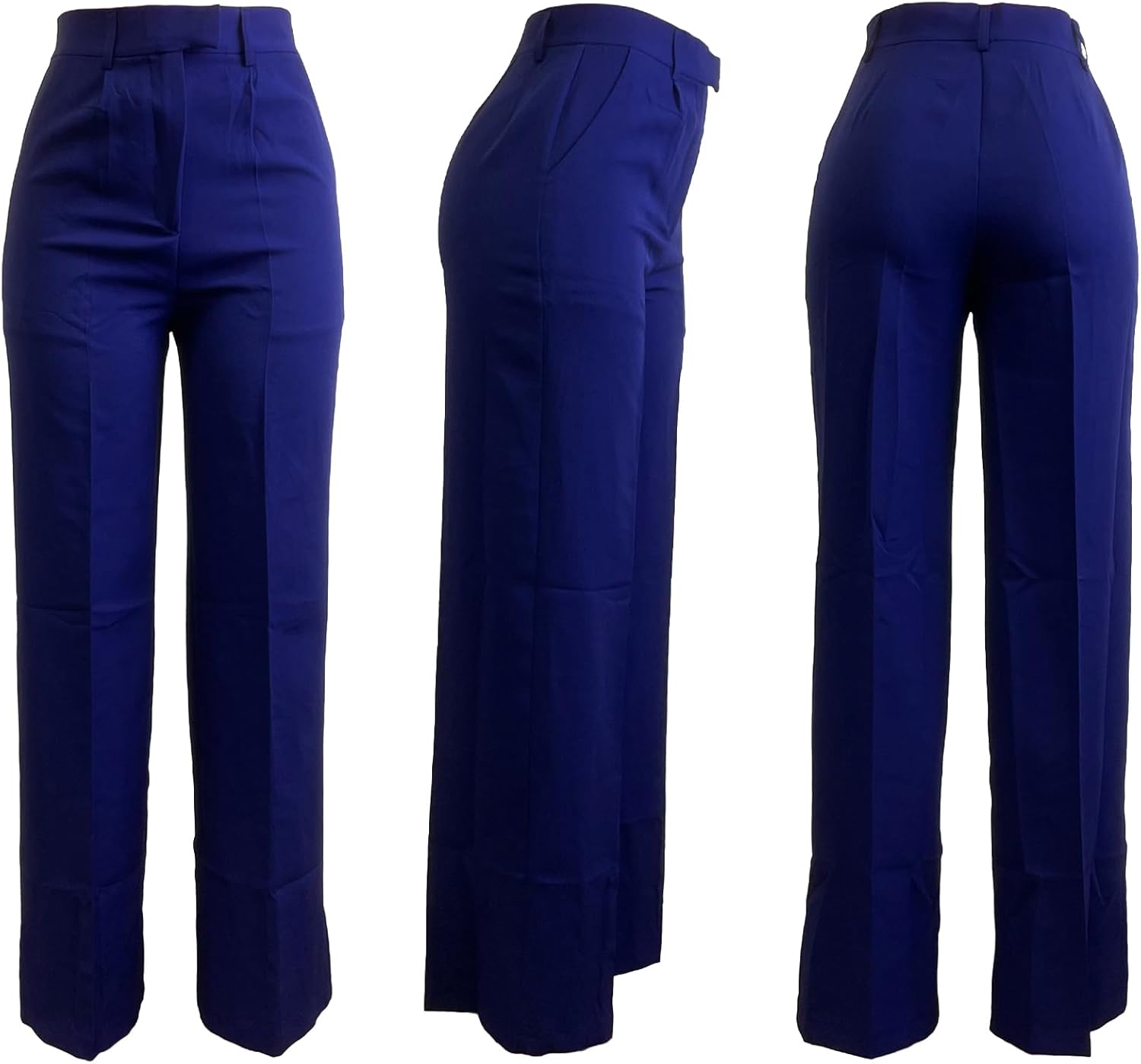 LKOUS Women's High Waisted Straight Wide Leg Dress Pants Stretchy Work Trousers with Pockets Business Casual - Image 5