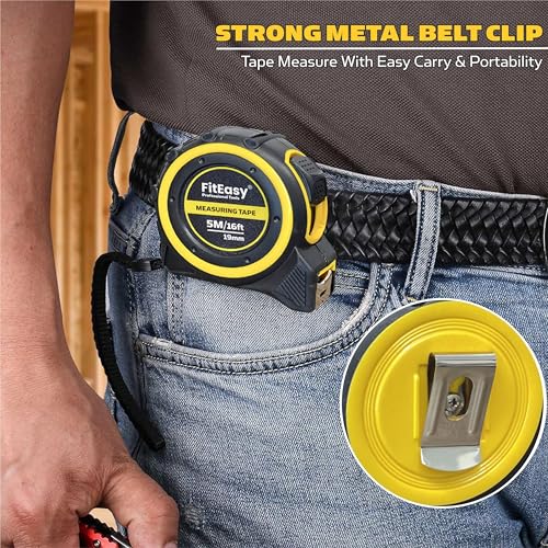 Retractable Tape Measure 5m 16Ft, Heavy Duty Nylon Coated Measuring Tape, Imperial and Metric Measurement with Metal Belt Clip, Stainless Steel Measuring Tape 5 metre Shockproof Cushioned Griplock 6 Retractable Tape Measure 5m 16Ft, Heavy Duty Nylon Coated Measuring Tape, Imperial and Metric Measurement with Metal Belt Clip, Stainless Steel Measuring Tape 5 metre Shockproof Cushioned Griplock - Image 6