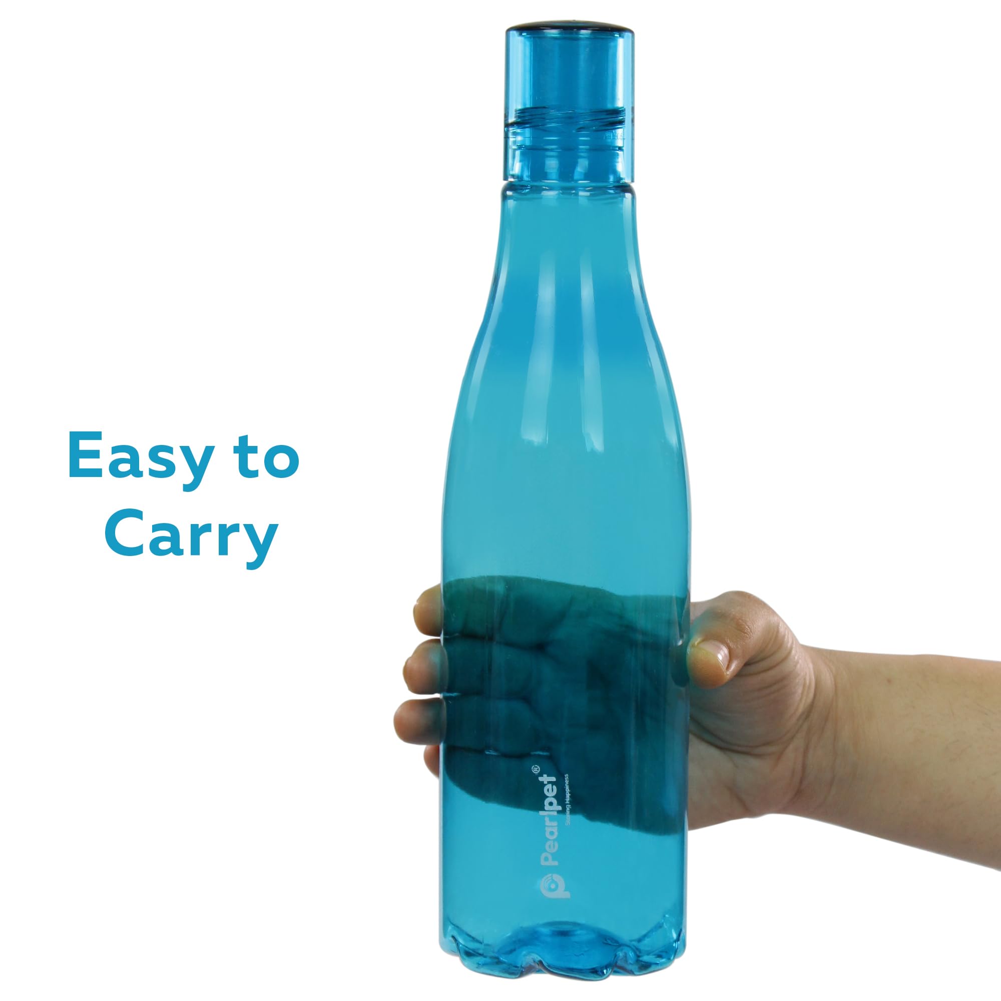 PEARLPET Throttle BPA-freie Kunststoff-Wasserflaschen, Set mit 6 Stück, je 1000 ml, Blau