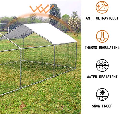 Large Chicken Coop Walk-In Metal Poultry Cage House Rabbits Habitat Cage Spire Shaped Coop With Waterproof And Anti-Ultraviolet Cover For Outdoor Backyard Farm Use (6.56' L X 9.8' W X 6.56' H) #TOP5