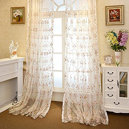 Cortinas WPKIRA transparentes com varão, bolso de algodão, cortinas voile, painéis de tratamento de