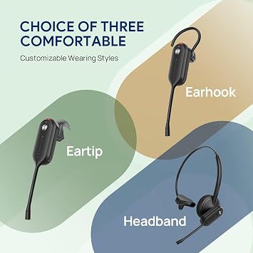 Yealink DECT Wireless Headset WH63 E2,Teams Certified,Single Ear(Mono) Office Headset for Desk Phone and Computer Softphone,3 Wearing Styles,Noise Cancelling Mic,607Ft Range