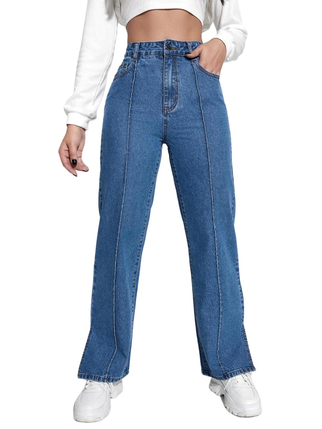 kotty Women's Cotton Lycra Blend Relaxed Fit High Rise Jeans-picture-24