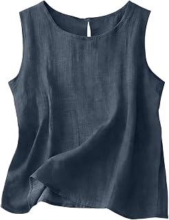 Cotton Linen Tank Tops for Women 2026 Summer Casual Comfy Sleeveless Shirts Plus Size Cute Boho Gauze Camisoles