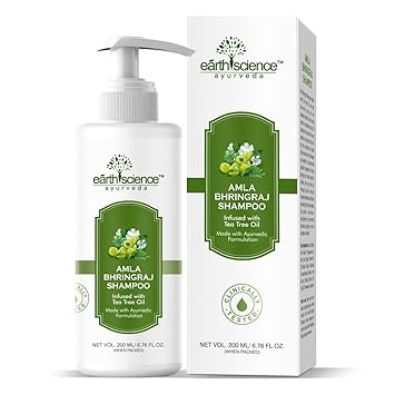 Earth Science Ayurveda Amla & Bhringraj Shampoo with Tea Tree , Bhringraj ,Amla No SLS, Paraben Men or Women 200 ml Pack of 1