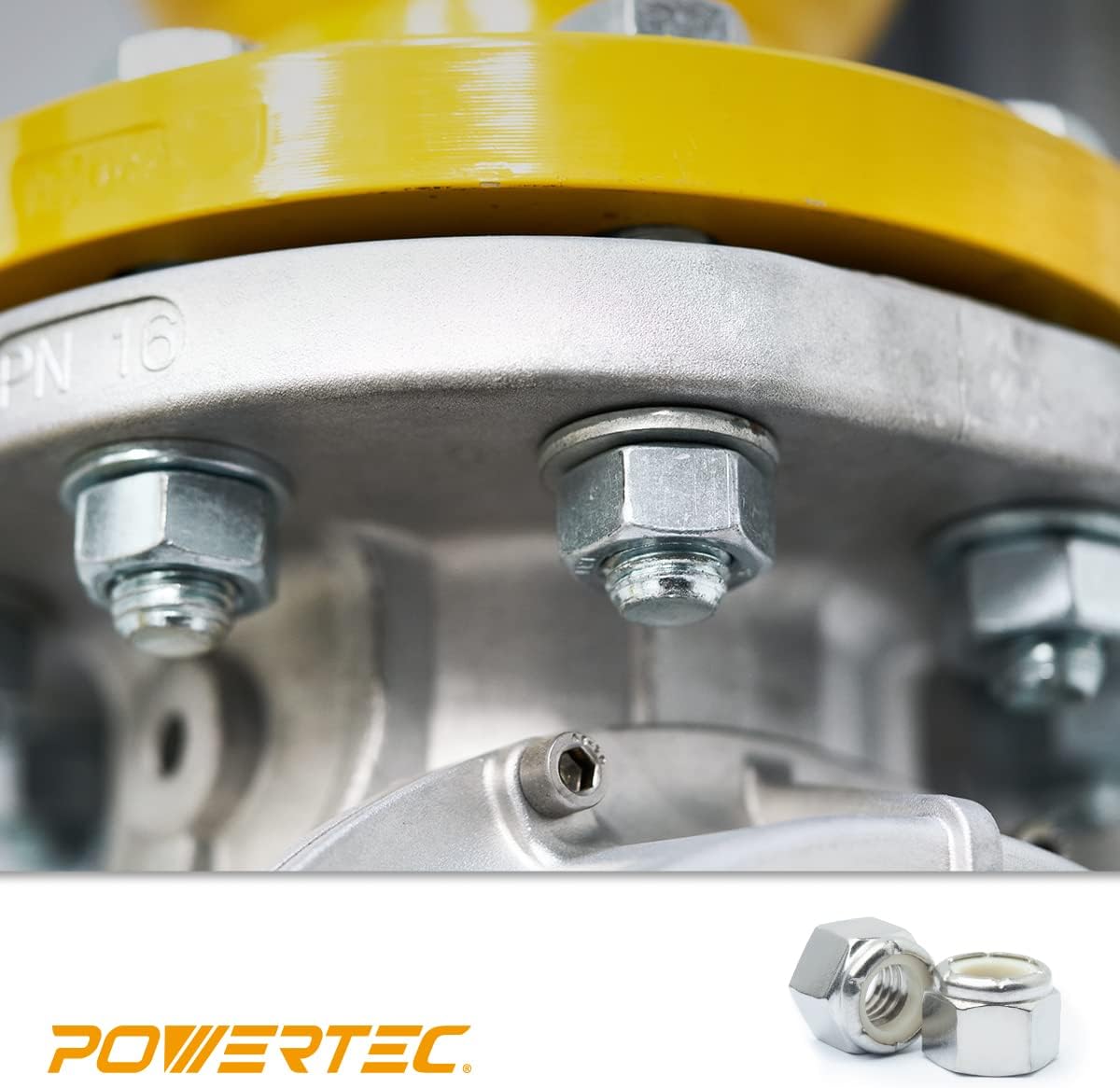 POWERTEC QLN1101 1/4"-20 Nylon Insert Lock Nut Set | 18-8 304 Stainless Steel – 50 Pack