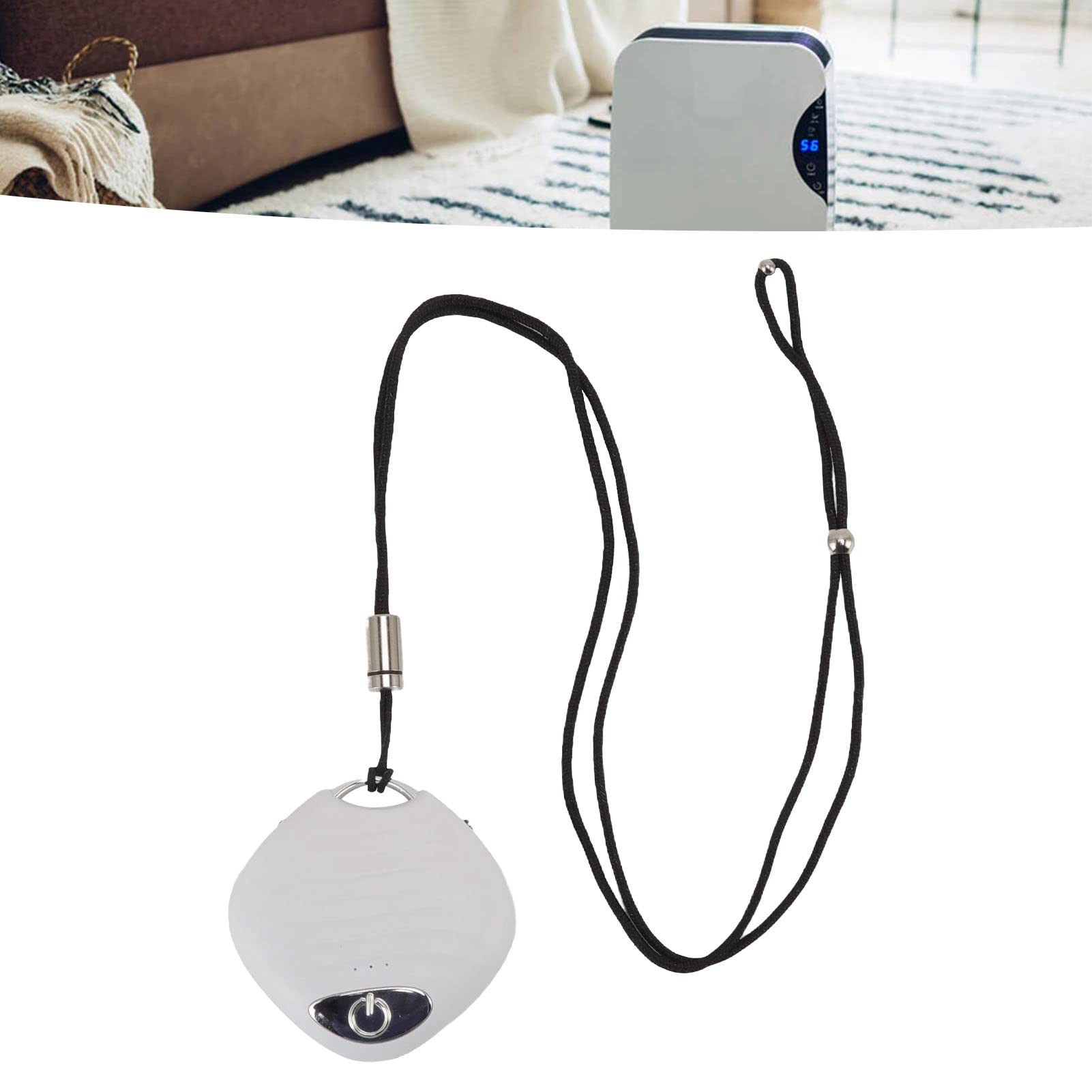 Air Purifier Necklace, 5V Portable Ionizer Rechargeable Ion Air Purifier Simple to Use Air Filter Device Necklace Purifier for Home Car with USB Cable 2x2x0.6inch