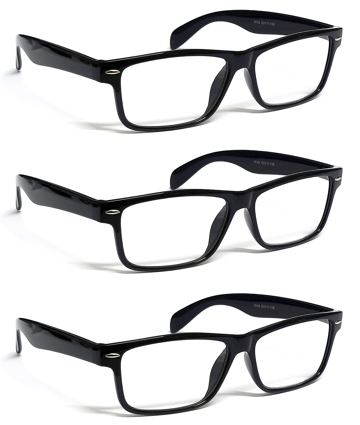 ZIZO EYEWEAR Retro Trendy Plastic Reading Glasses +0.00 - +4.00 Unisex Classic Nerd Geek Designed Specs R142 (3 Pairs Black, +1.75 Magnification)