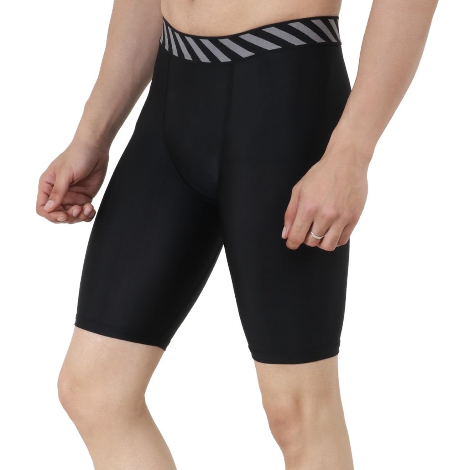never lose Compression Shorts Tights for Men Sports Best Multi Sports Skins Short Half for Gym, Running, Swimming, Yoga, Cricket, Football, Athlete Wear Nylon, (Black)-picture-19