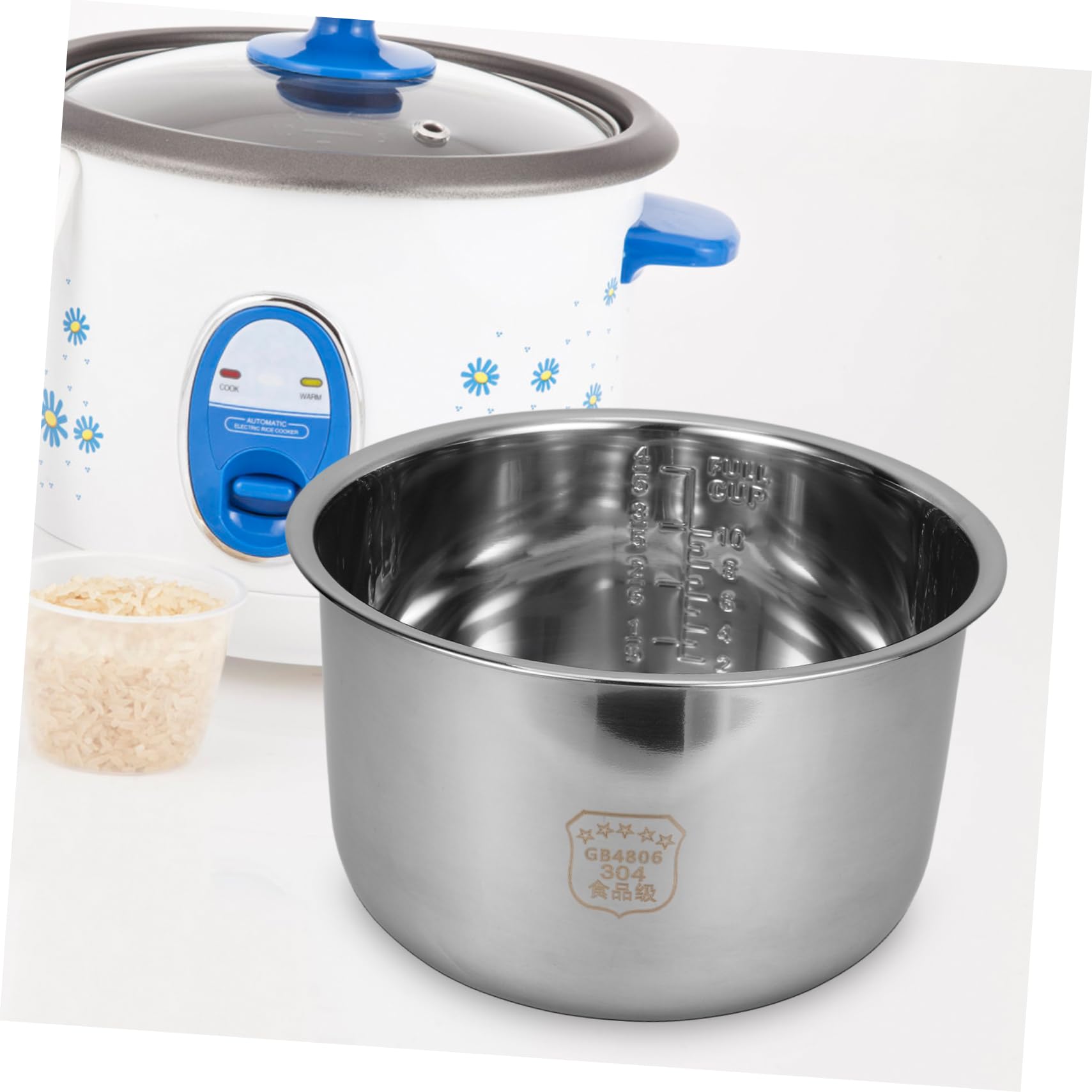Gatuida Casserole Intérieure en Acier Inoxydable 5l pour Cuckoo Rice Cooker, Pot Intérieur du Cuiseur à Riz Argenté Design à Échelle, Fourniture de Remplacement Polyvalente