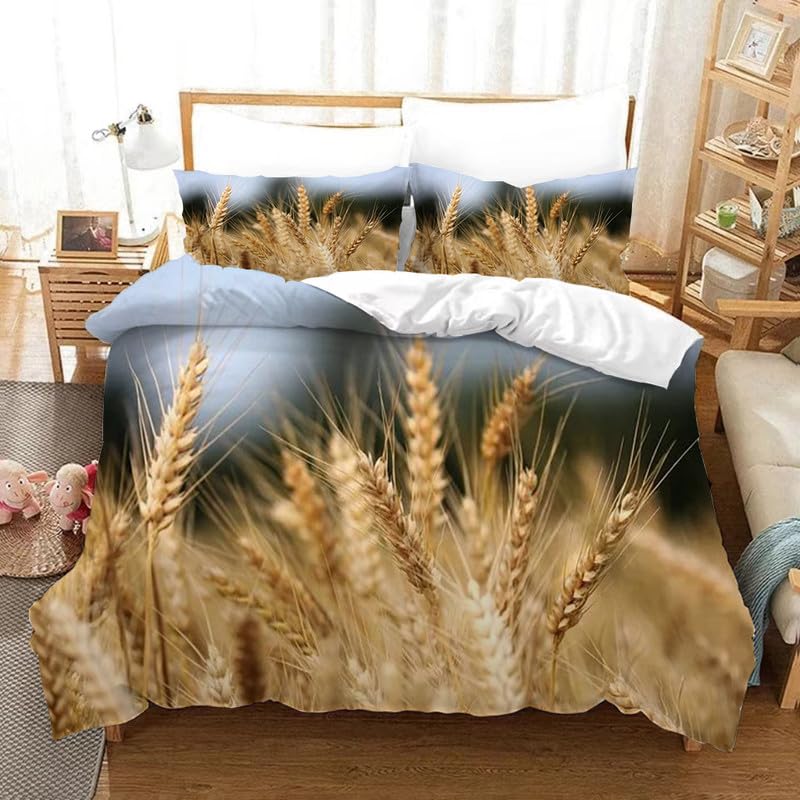 Housse de couette 220x240 épis de blé beiges parure de lit adulte