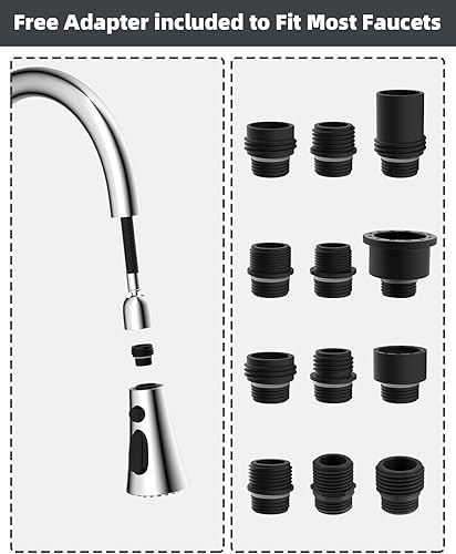 Miniatura 2 de Hibbent Reemplazo del cabezal del grifo de cocina, cabezal de pulverización de cocina desplegable con 9 adaptadores, boquilla de pulverización de