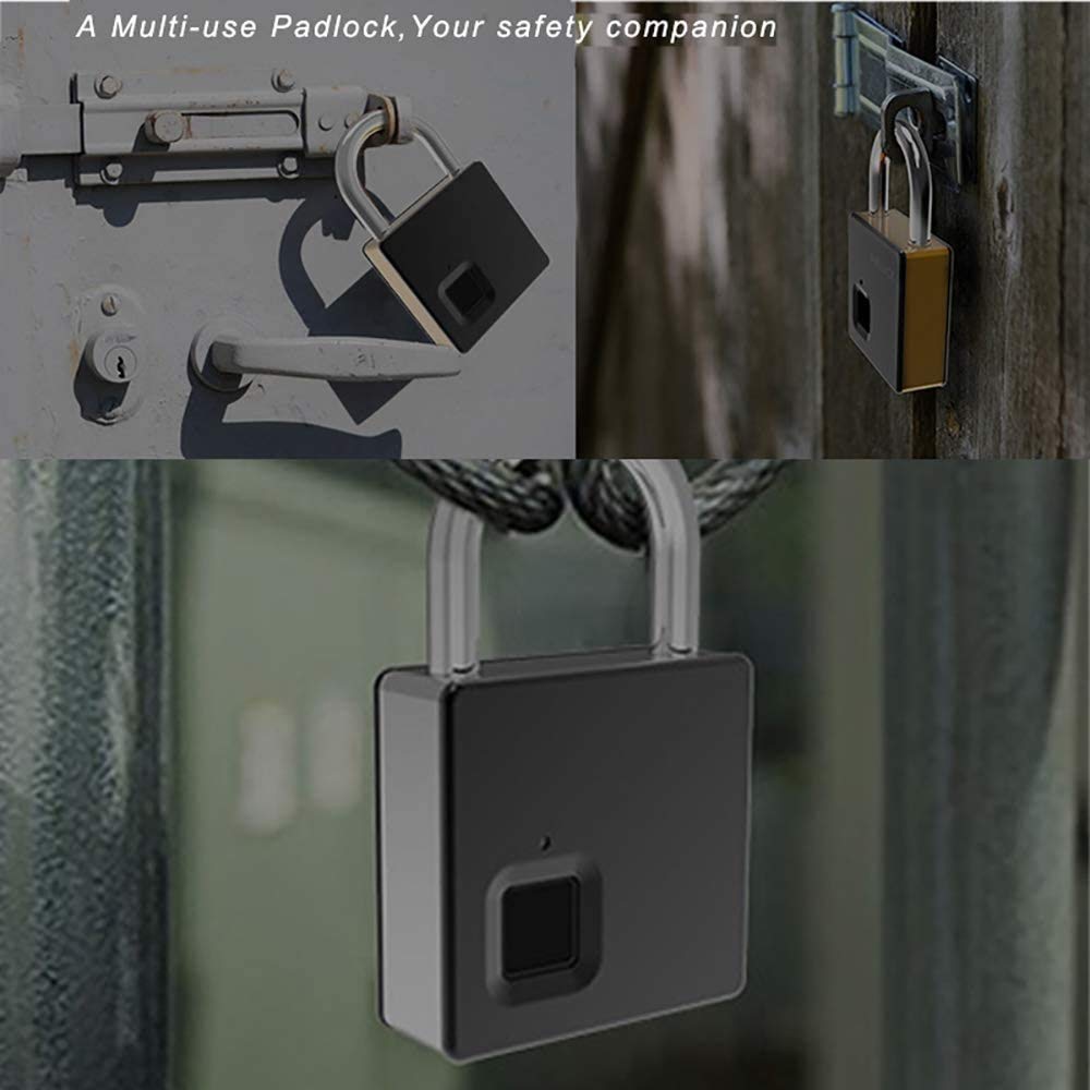 Candado de huellas dactilares, IP65 impermeable Ultra Light One Touch abierto Bloqueo de huellas dactilares con carga USB para gimnasio, deportes, casillero de empleados de la escuela, cerca, ma