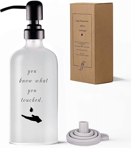 Dispensador de jabón con mensaje Dispensador de jabón de vidrio esmerilado de 16 onzas con bomba de acero inoxidable negro mate Regalos de