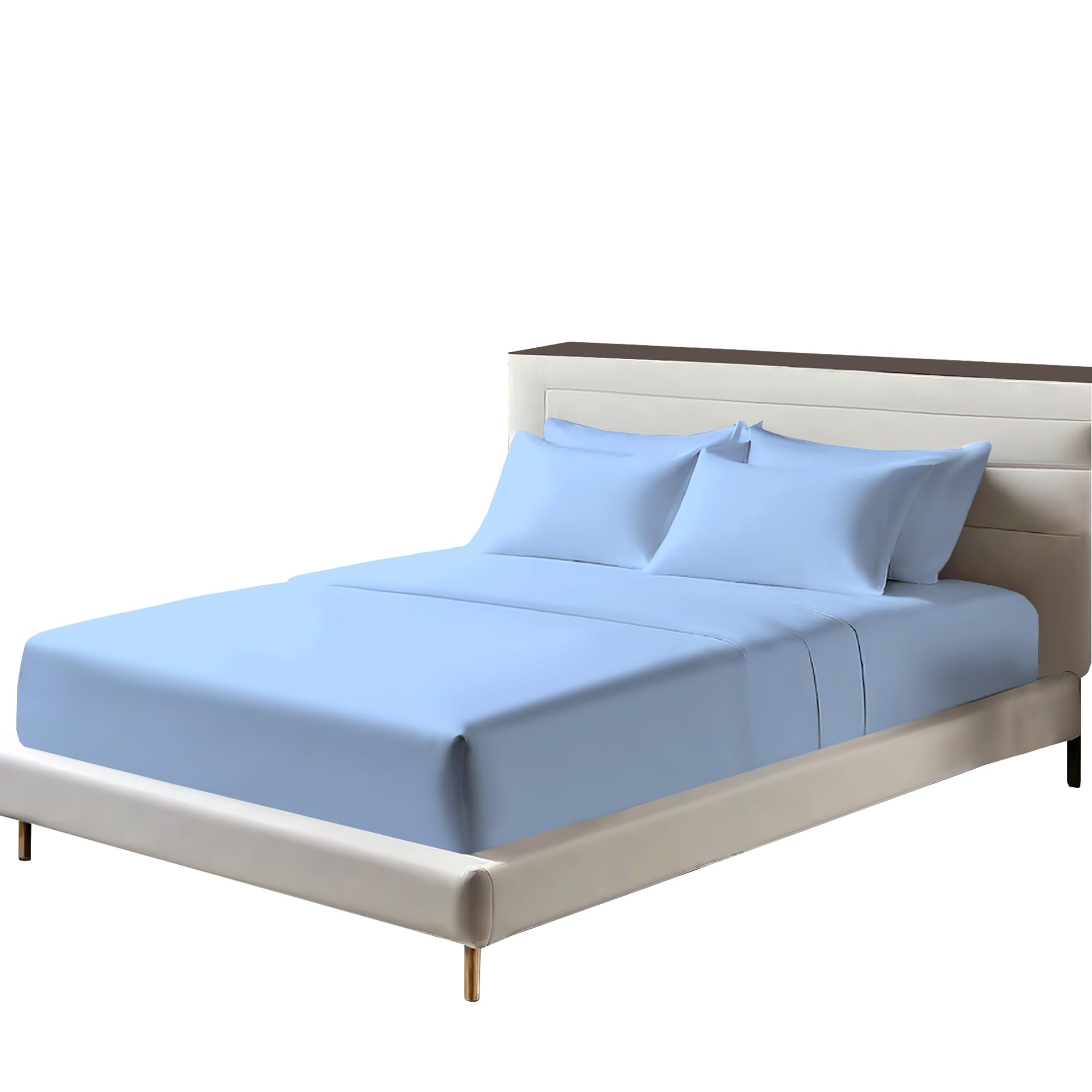 Egyptian Cotton Fitted Sheets 25cm Deep Mattress Pocket 200 Thread Count Fitted Bed Sheet-...