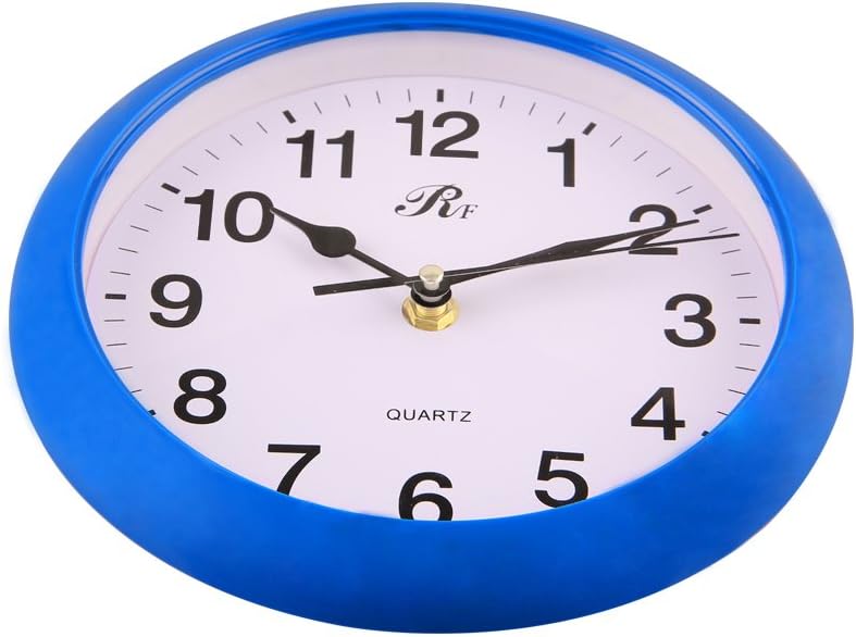 RUIFA Indoor Quiet 8-Inch Precedent Decorative Wall Clock with Arabic Numerals (Blue)