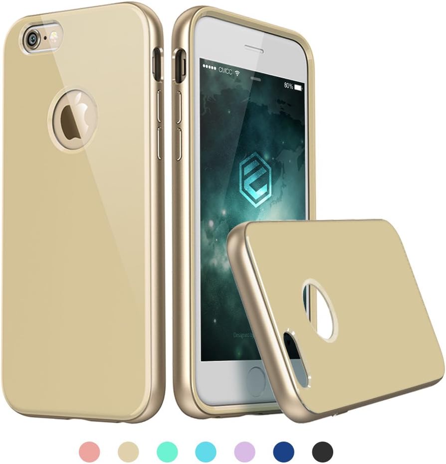 iPhone 6 Case, ESR iPhone 6 Bumper Aluminum Metal Frame iPhone 6 Soft Rubber Back Case [Iris Series iPhone 6 Screen Protector] Iris Gold Champagne