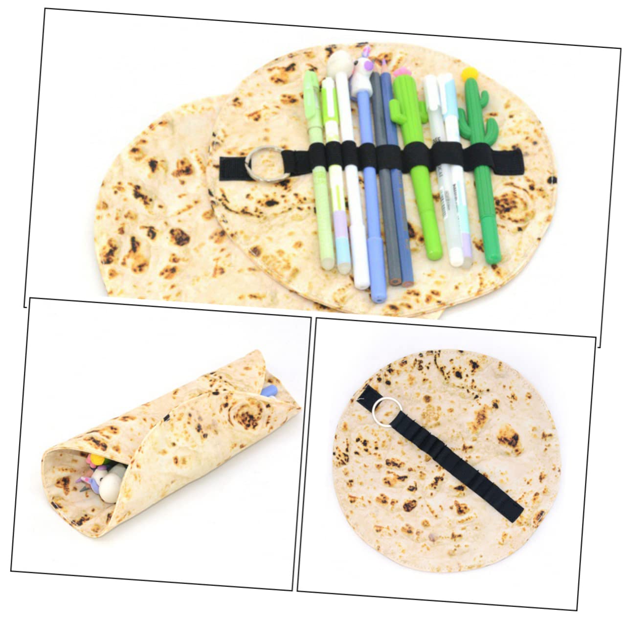 TEHAUX 10pièces De Crayon Tortilla Roll up Trousse De Rangement Rigolote pour Stylos Et Crayons à Pinceaux Toile pour Étudiants