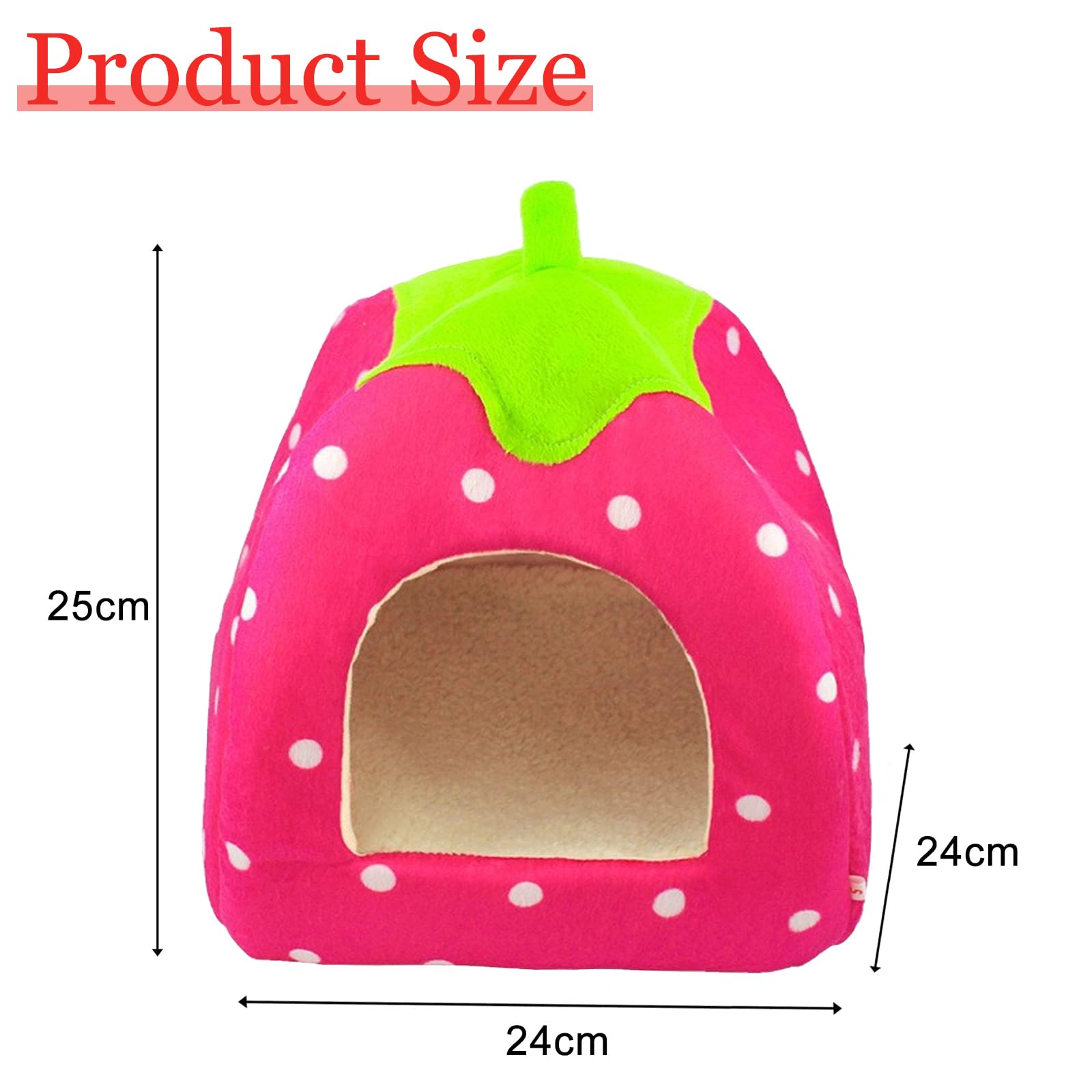 Guinea Pig Bed, 1Pcs Guinea Pig House, Non Slip Strawberry Hedgehog House with Removable Pad - Image 2