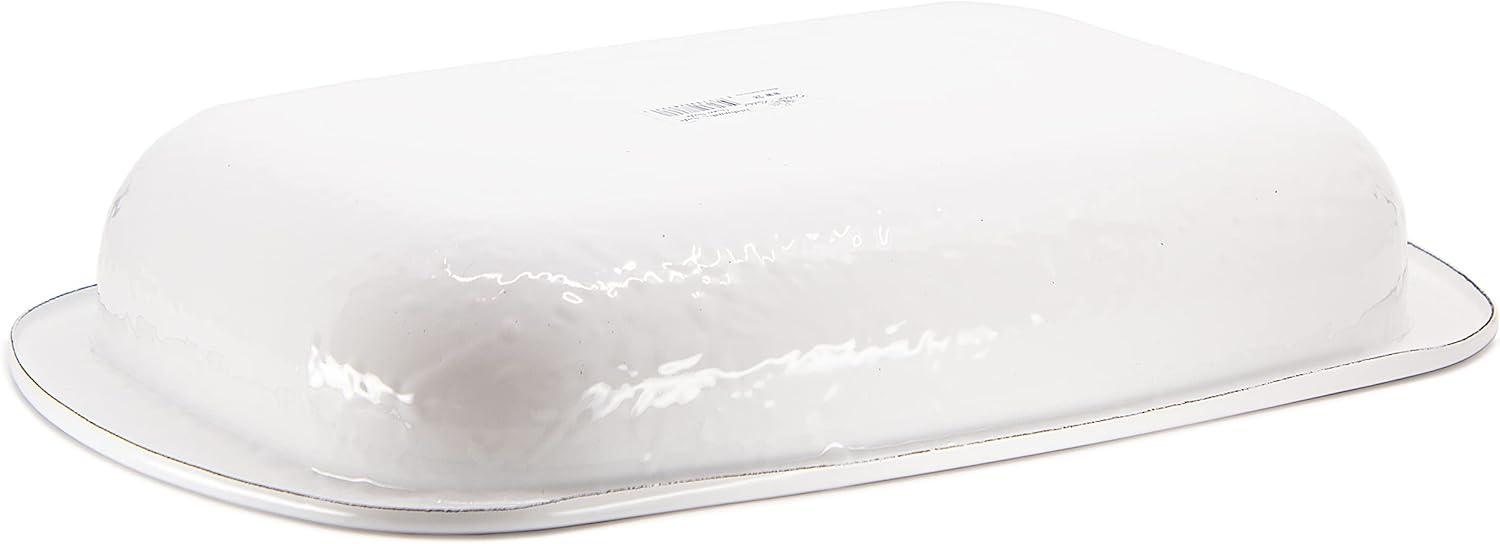 Golden Rabbit Enamelware Baking Pan, 3 quart, Solid White Textured