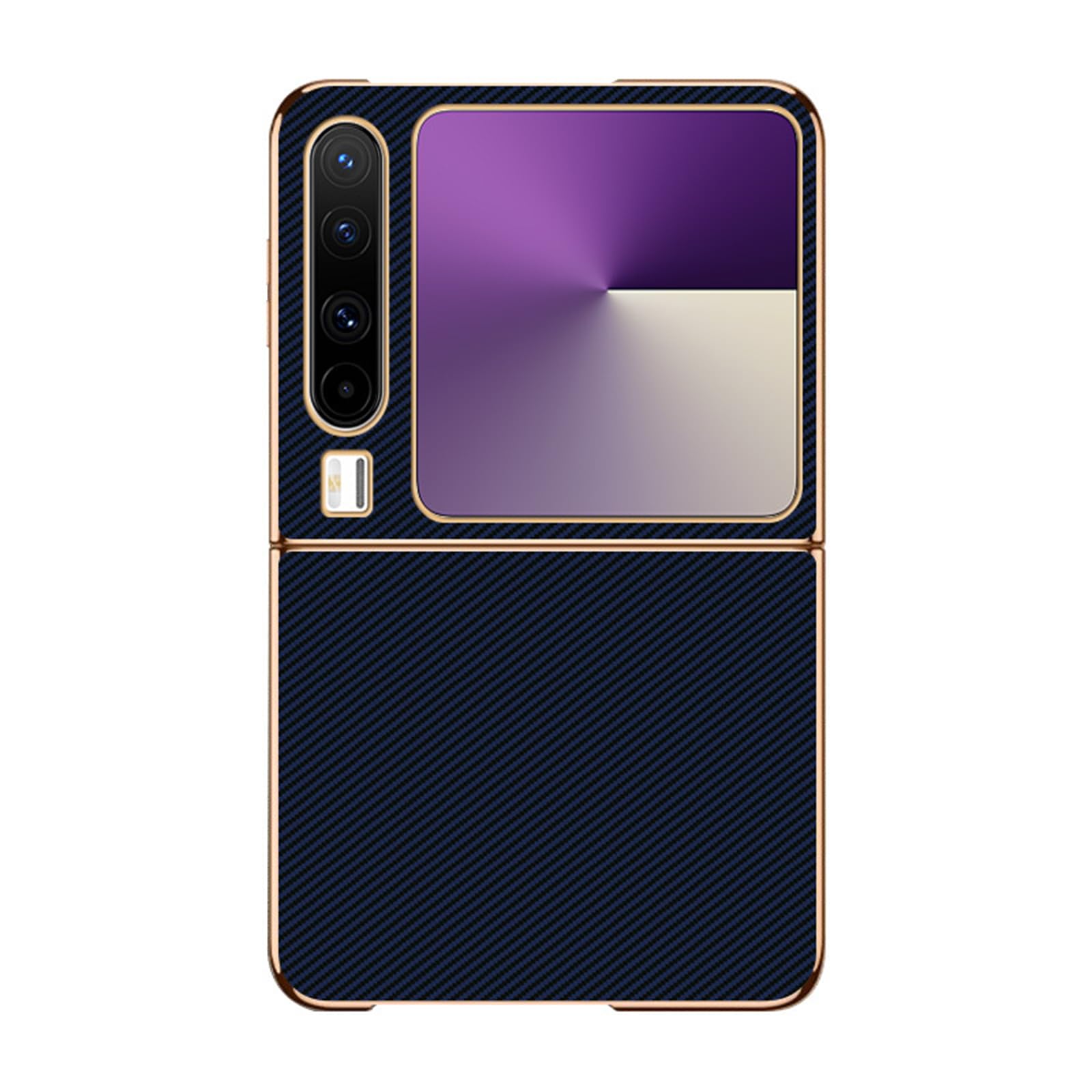 Cuir Coque pour Huawei Pura X, Fibre de Carbone Texture Etui Anti-Empreinte Protecteur Luxe Léger Ultra Mince Coque,Bleu,PuraX
