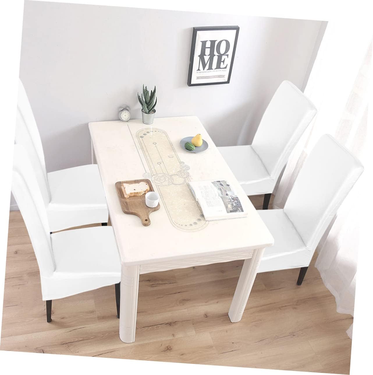 Alipis 4pcs Living Stretch Chair Covers White Spandex Dining Chair Seats Backrest Protectors