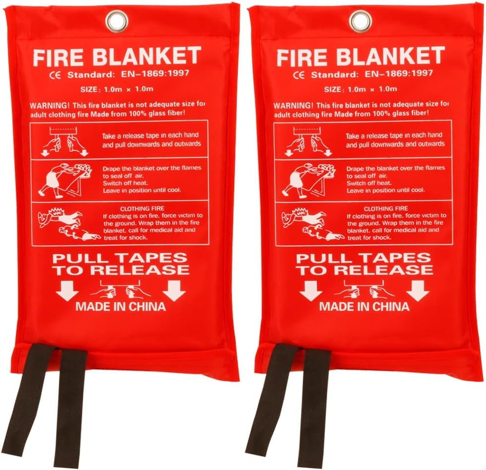FulljionFire Blanket Fiberglass Fire Emergency Blanket，2 Pack
