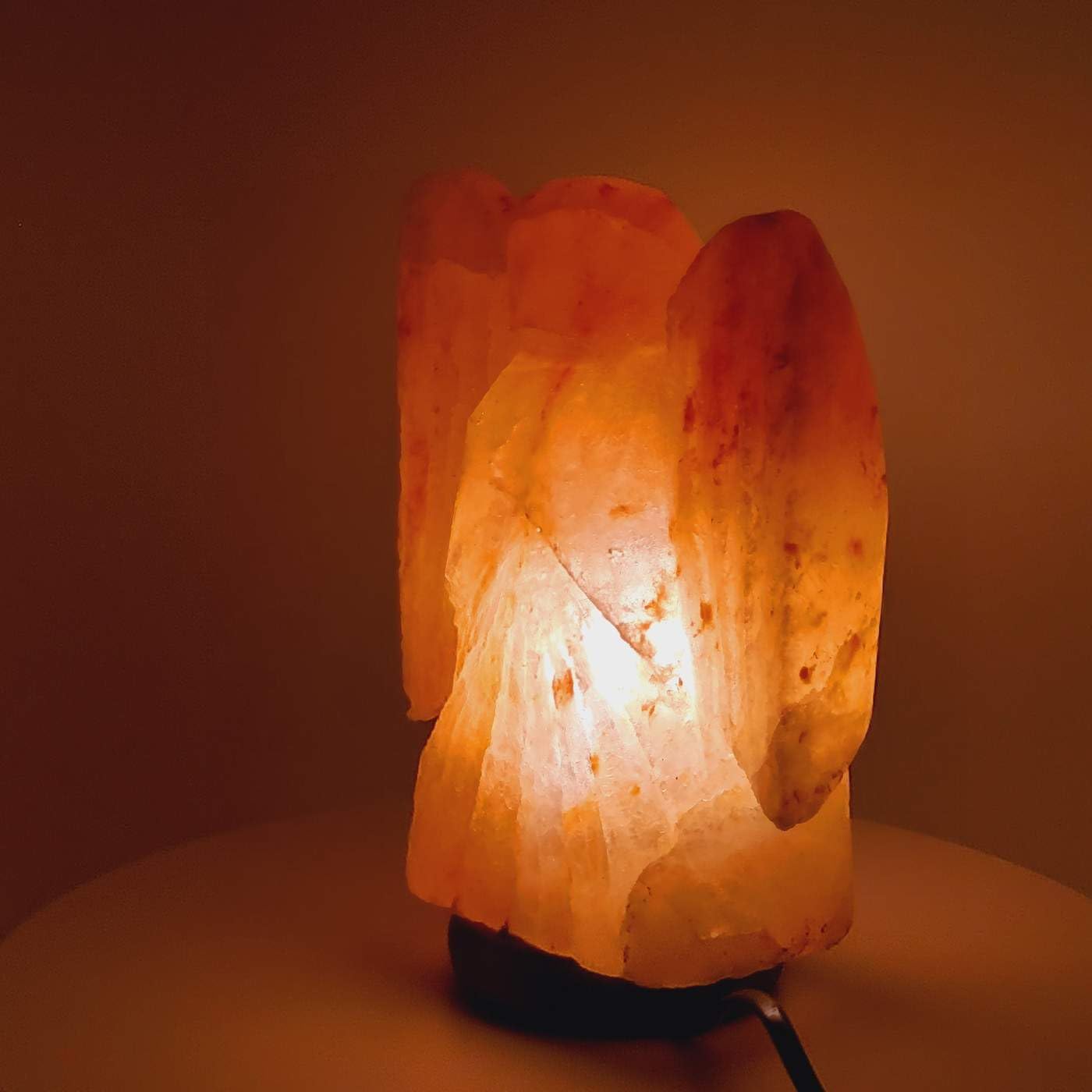 Lampada di Sale dell'Himalaya in Cristallo di Sale, Angelo, Rosa, Fatta a Mano, Decorazione per la Casa