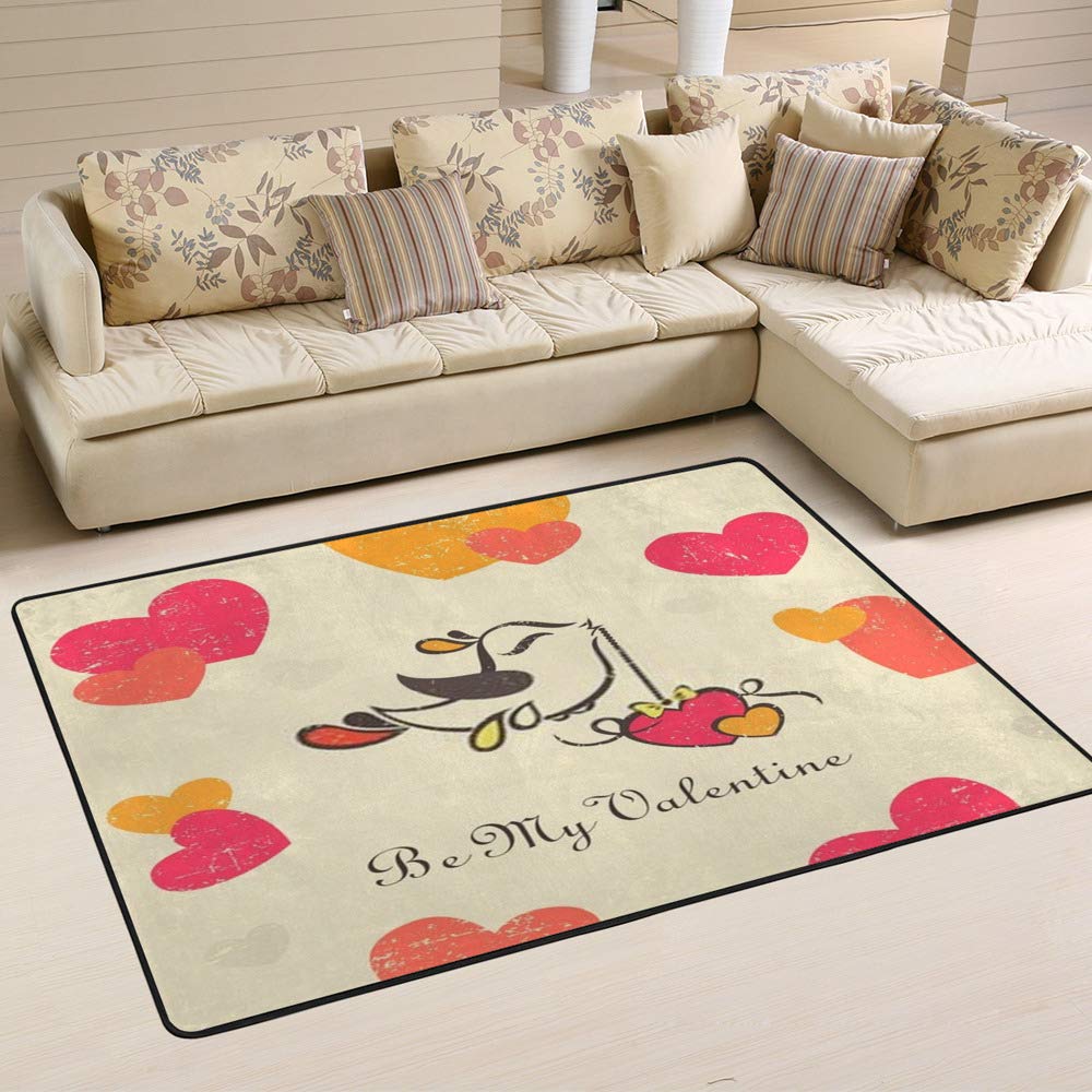 Tapis de surface doux CHEHONG en polyester motif moderne Saint Valentin pour chambre