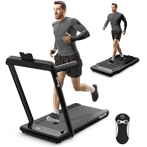 Goplus 2 in 1 Folding Treadmill, 2.25HP Superfit Under Desk Electric Treadmill, Installation-Free with Remote Control, APP Control and LED Display, Walking Jogging for Home Office