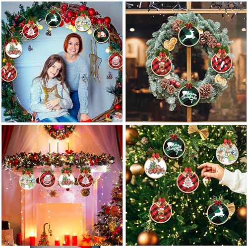 Image of FEBSNOW Embroidery Hoops Adjustable Natural Material Circle Cross Stitch Hoop Ring Bulk Wooden Round Embroidery Hoop for Art Craft Handy Sewing and Christmas Decoration (12 Pieces, 3 Inch)