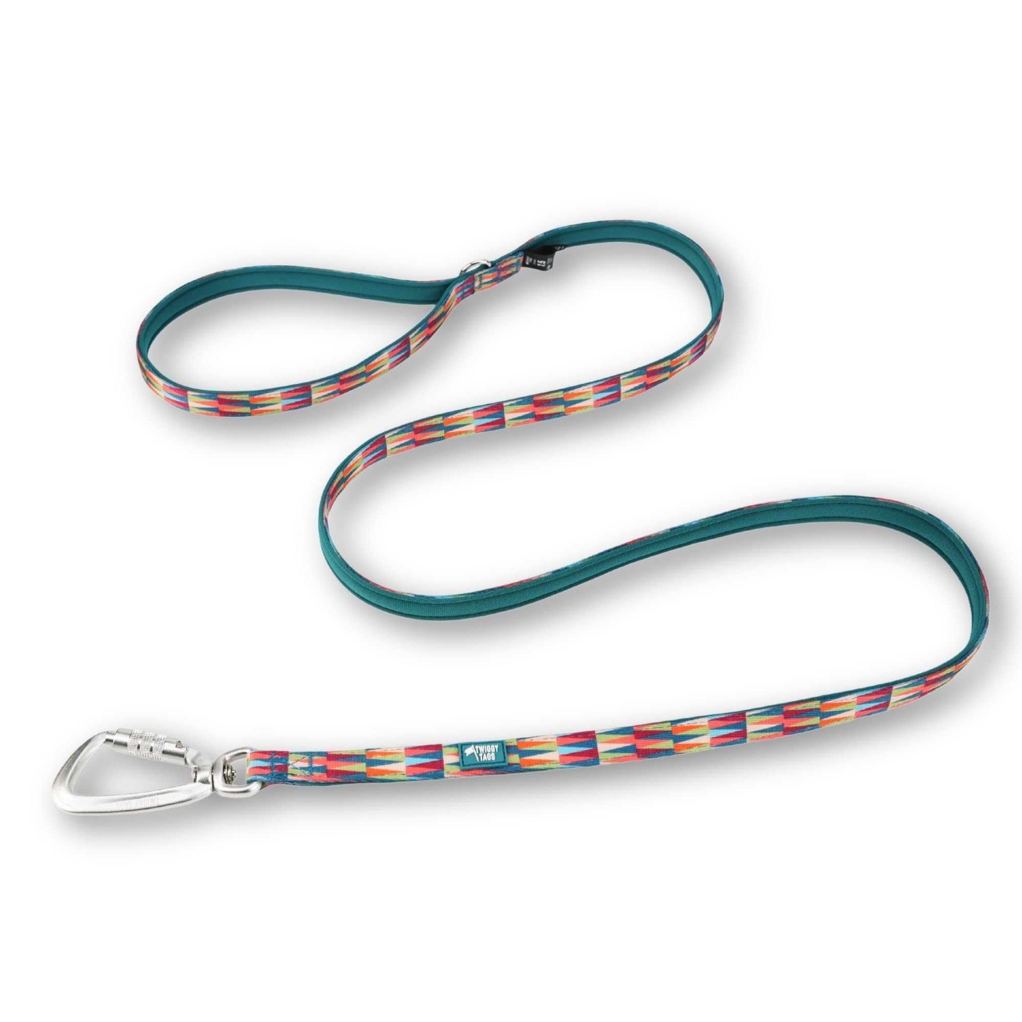 Twiggy Tags Small Padded Lead | Strong Dog Lead | Reflective, Locking Carabiner, Durable & Comfortable | Suitable For All Dog Breeds (Elixir Multi-Coloured, 1.5m)