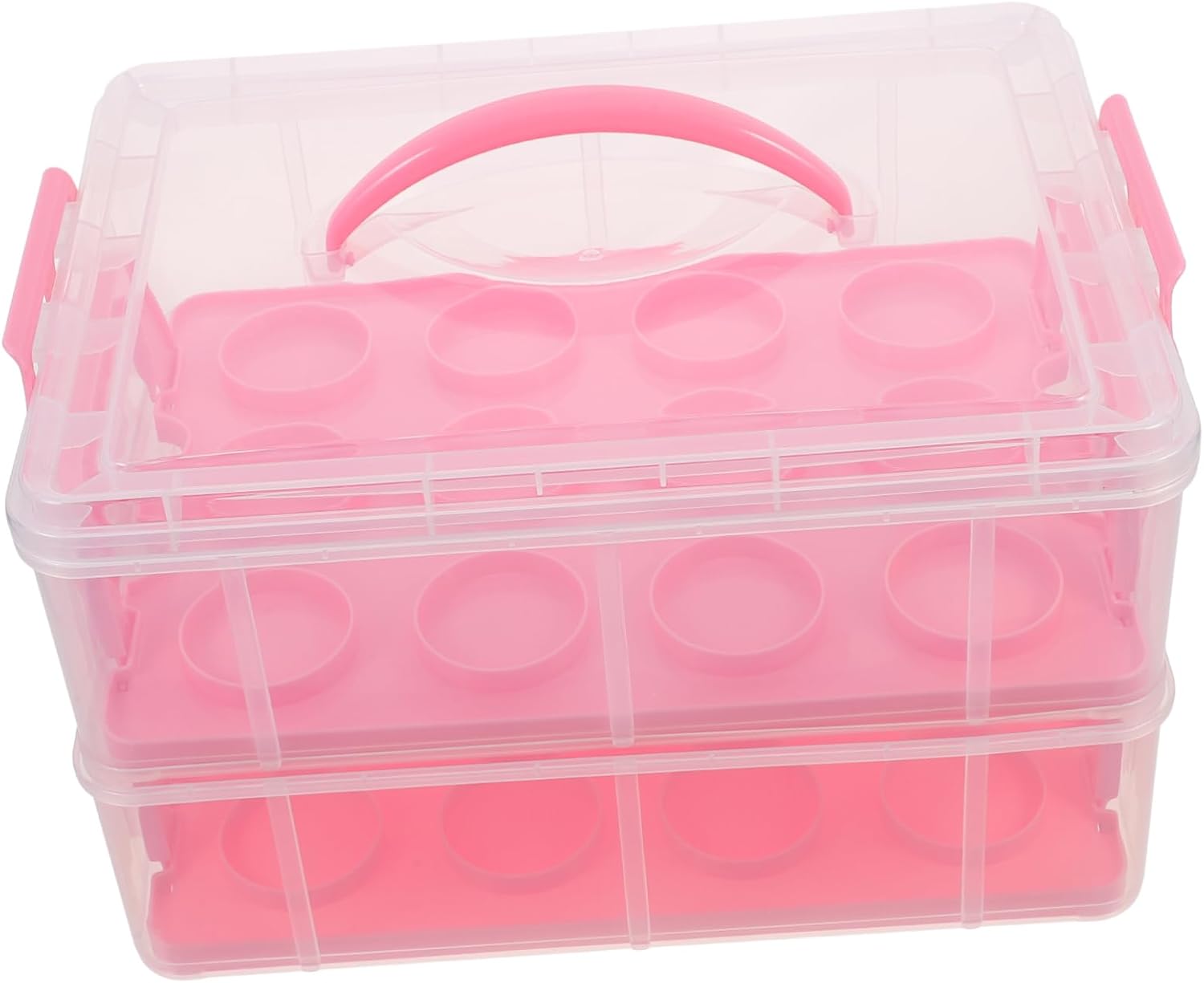 Transport Multi-layer Cupcake Carrier Box Reusable Cake Packing Holder Handle for and Storage of Muffins and Treats Design