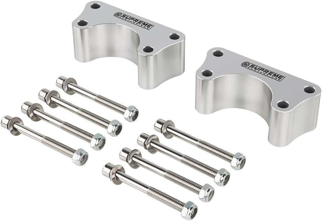 Supreme Suspensions - Front Leveling Lift Kit For 1986-1995 Toyota IFS Pickup and 1993-1998 Toyota IFS T100 2.5" Front Lift T6 Billet Aluminum Ball Joint Spacers 2WD (Silver) Microfiber Towel Included