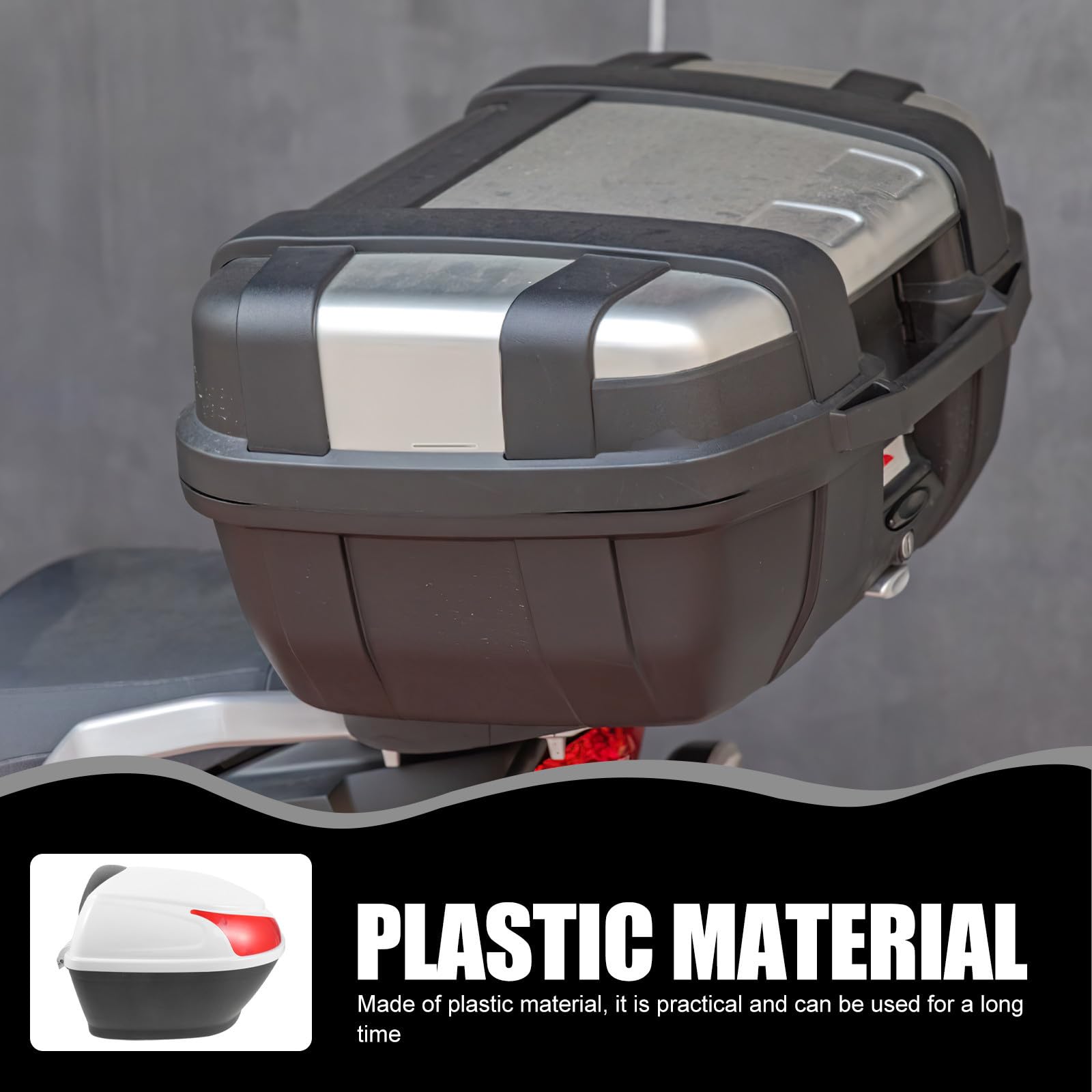 Bauletto Posteriore Scatola di Stoccaggio Pratica e Facile da Installare in Plastica Bianca, Set 1 Pezzo per Veicoli a Due Ruote e Scooter da Viaggio