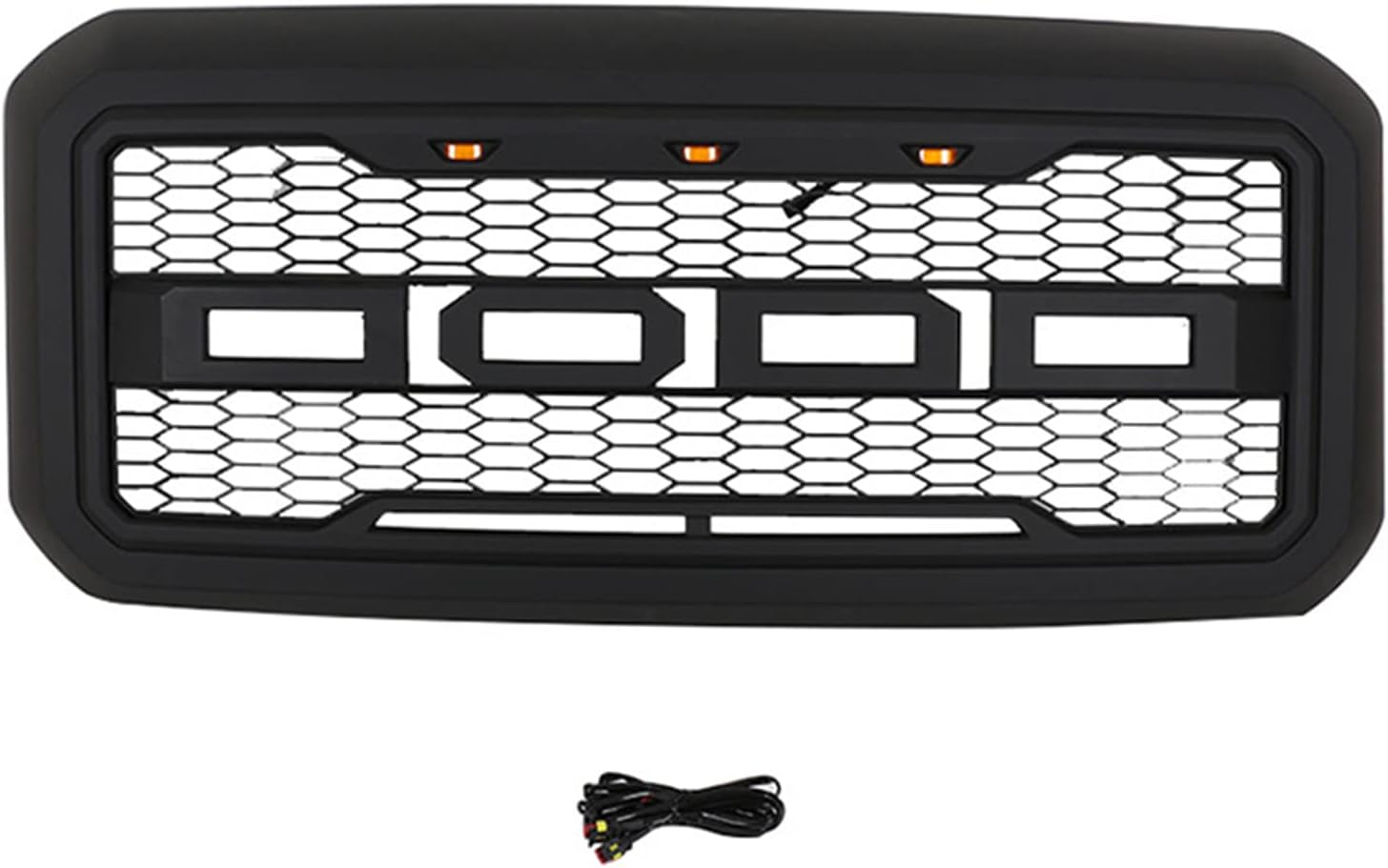 PARQUS 1Pcs Front Grille Bumper with Light Mesh Vent Trim Grill Bar Black Fits for F250 2011-2016