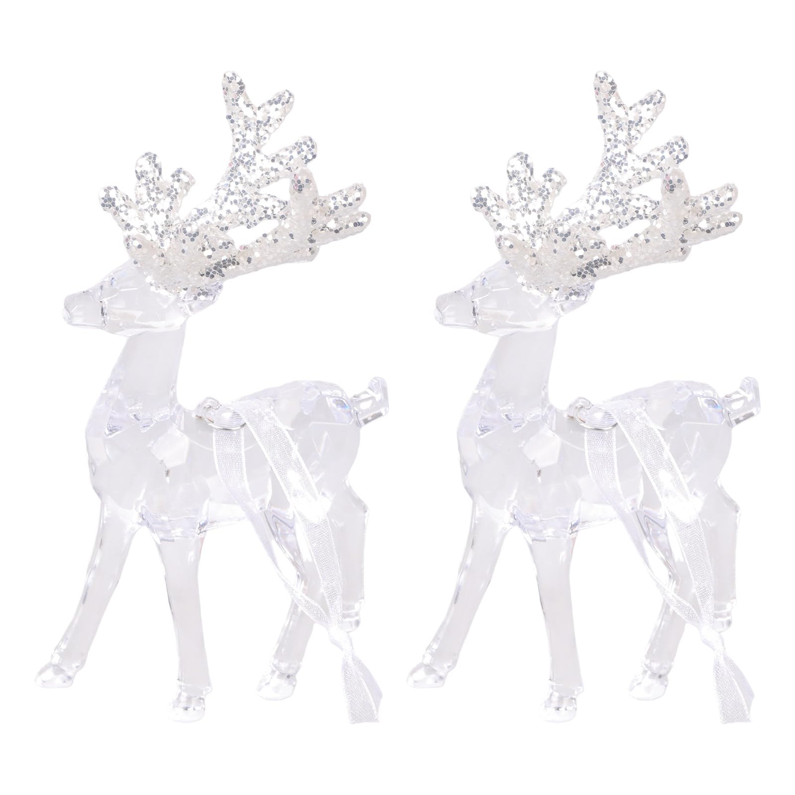 Christmas Decors Shatterproof Reindeer Butterfly Tree Ornament with Golden Glitters Effect Christmas Acrylic Ornament with Glitters