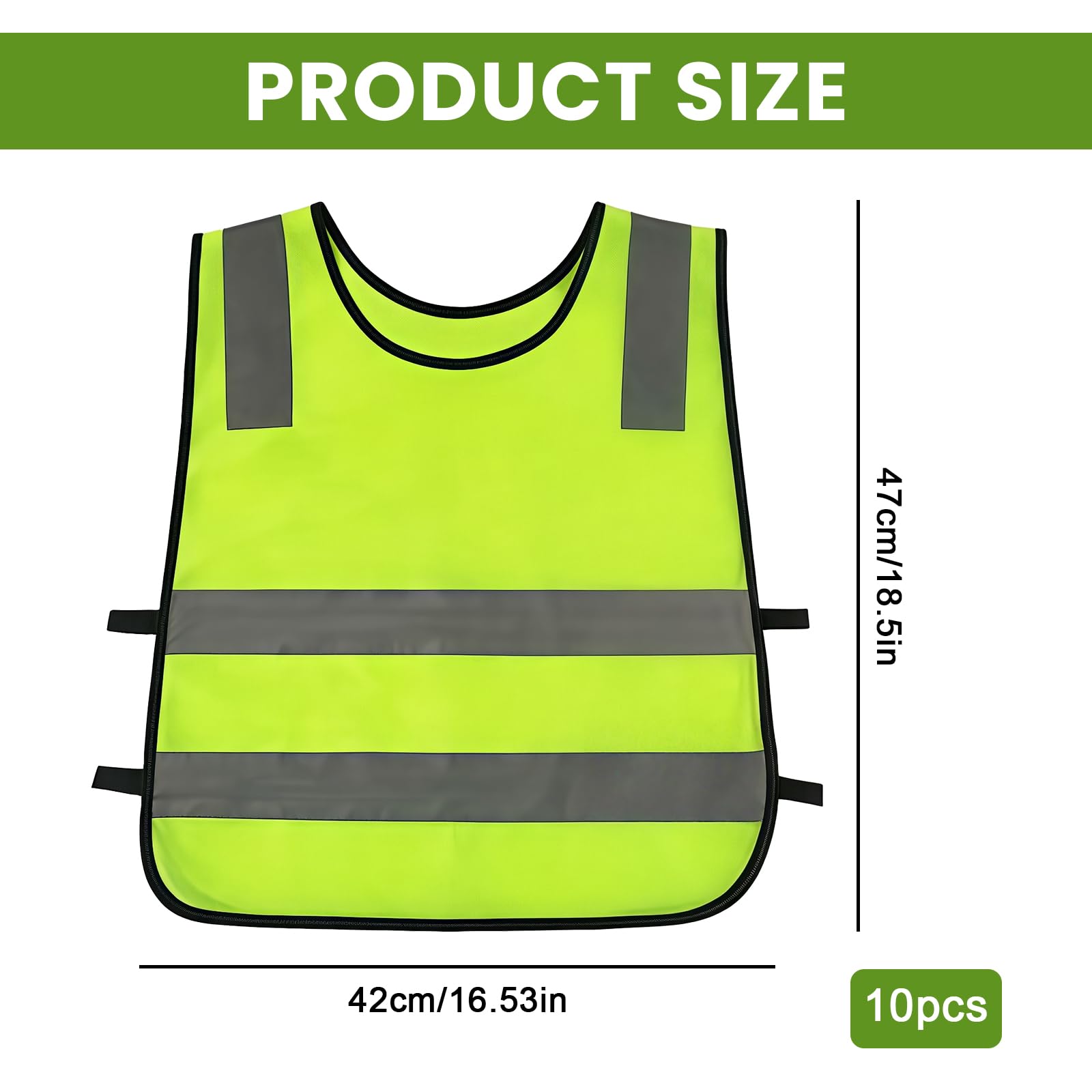 PORFOYO 10 Pièces Gilet Jaune Enfant, Gilet Securite Enfant, Gilet Fluo Enfant Gilet Haute Visibilité pour Velo Plein Air Course à Pied 3-12 Ans Enfants