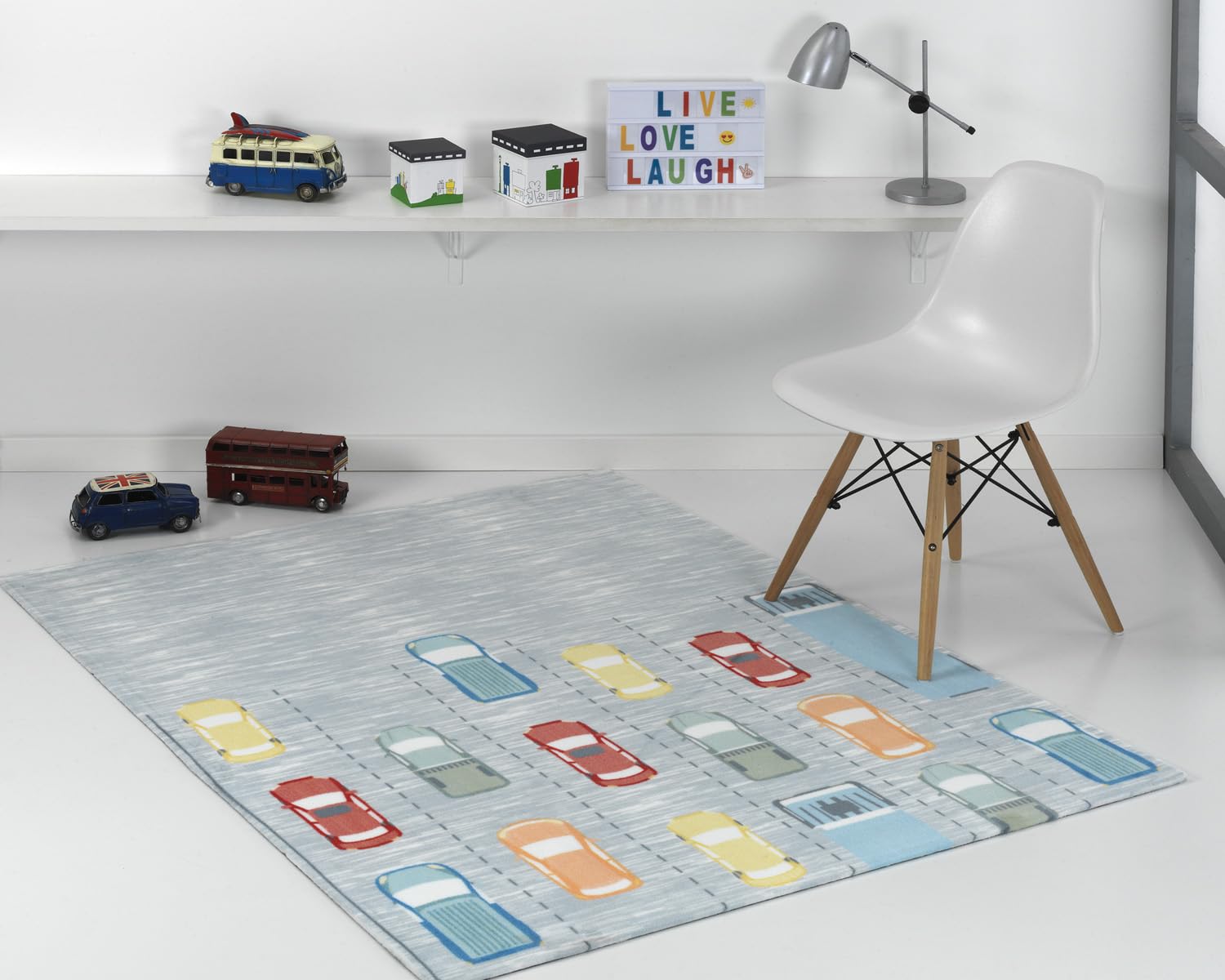Tapis en polyester pour sol froid gris de taille compacte 80 x 140 cm
