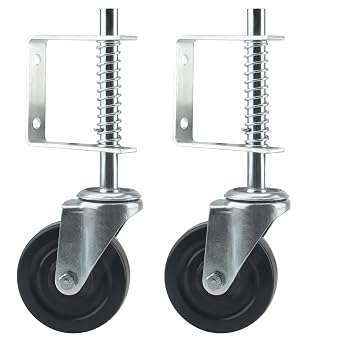 LEXININ 2 PCS 4 Inch/100mm Gate Castor Wheel, 132 Lb Heavy Duty Spring Loaded Door Gate Caster for Villa Wooden