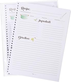 120 Sheets 8.5'' x 11'' Blank Recipe Papers for Soligt Recipe Notebook, Front and Back, Can Write 240 Recipes Total