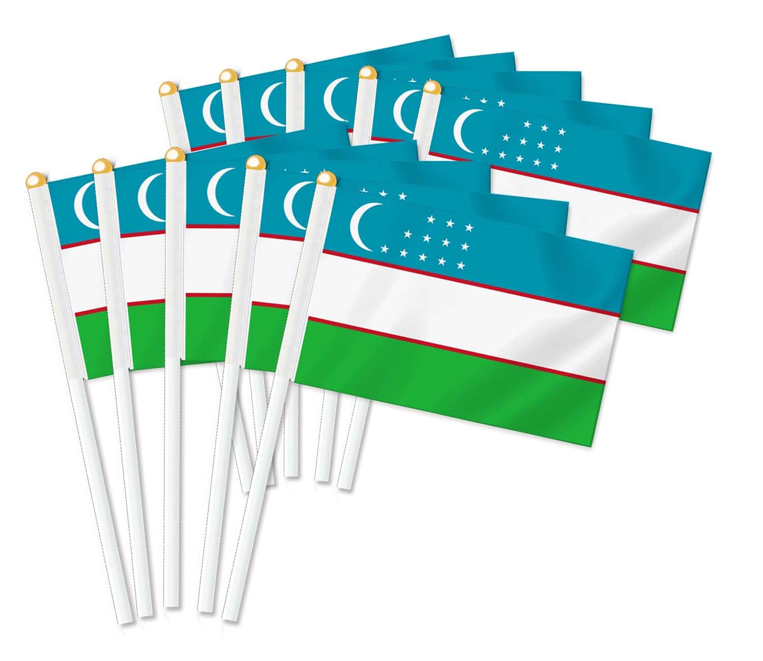25 PCS Uzbekistan Handheld Flag,Uzbekistani Decor Hand Held,Decoration Banner
