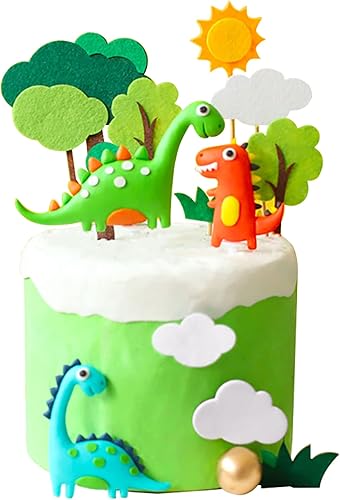 Gyufise Juego de 12 decoraciones de árbol del bosque, sol, nube, dinosaurio, decoración para tartas para safari en la selva, temática de disponible en Yaxa El Salvador