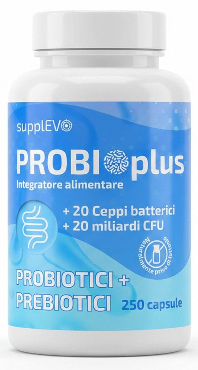 Fermenti Lattici Probiotici Prebiotici 250 Capsule (Scorta 4 Mesi) - 20 Miliardi CFU, 20 Ceppi Senza Lattosio, con Inulina, Bromelina e Vitamine B - Flora Intestinale, Gonfiore Addominale e Digestione