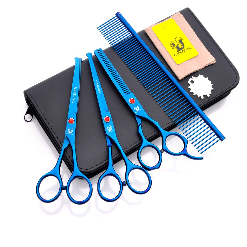 4,5-6,5 Pollici Pet Grooming Forbici Kit, Professionale in Acciaio Inox Cesoie Governare Dell'animale Domestico Haircut Insieme di Attrezzi, di Sicurezza Punta Tonda