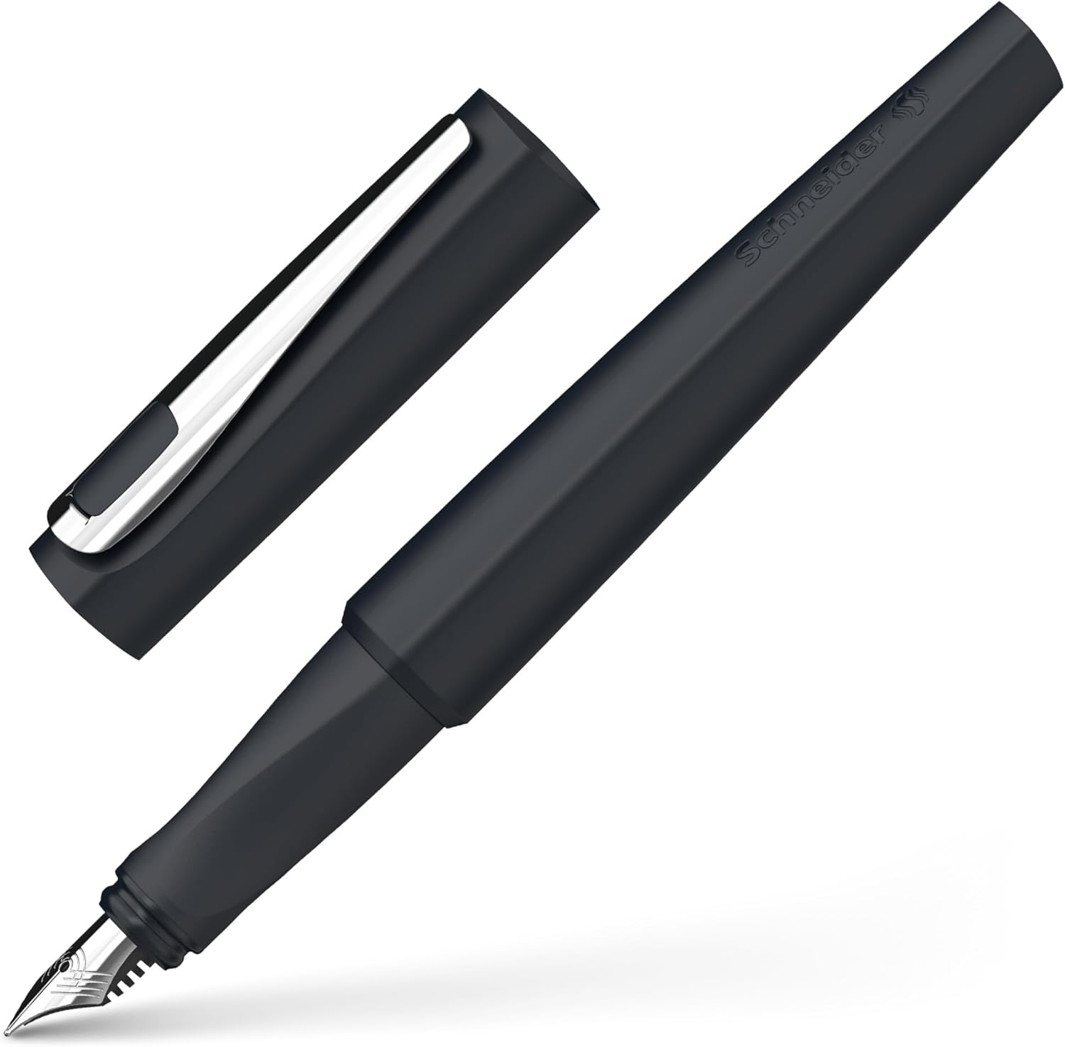 Schneider Tomo 168821 Fountain Pen Refillable with Standard Ink Cartridges Suitable for Right and Left Handed Users All Black