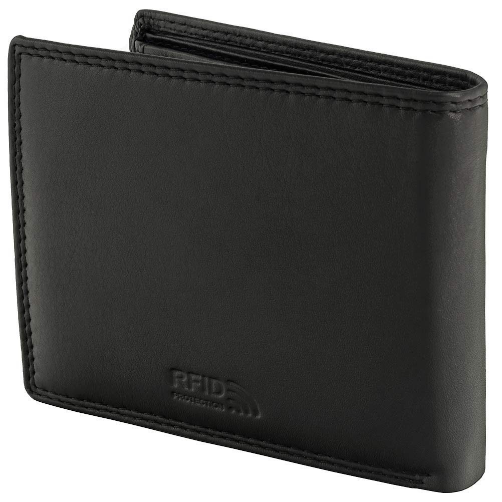 Fa.Volmer ® Skórzany portfel męski z ochroną RFID, bardzo stabilny, podwójny szew, 9 przegródek na karty kredytowe, format poziomy, VO11 RFID, różne kolory, M, Klasyczny