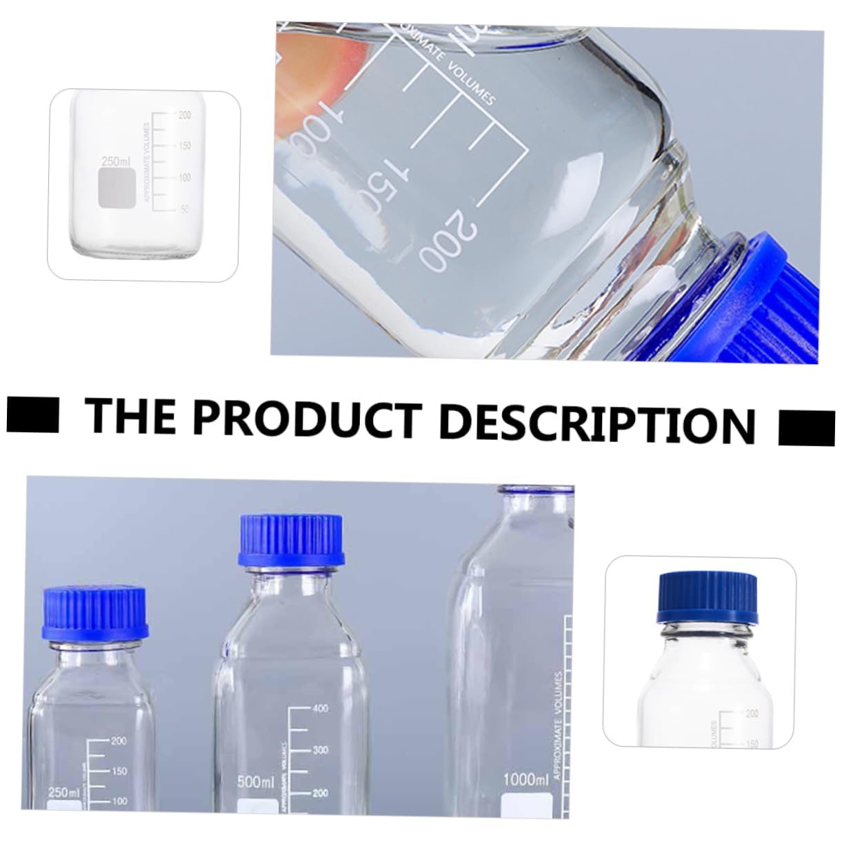Veemoon Flacon D’échantillons en Verre 250ml avec Couvercle, Lot de 4